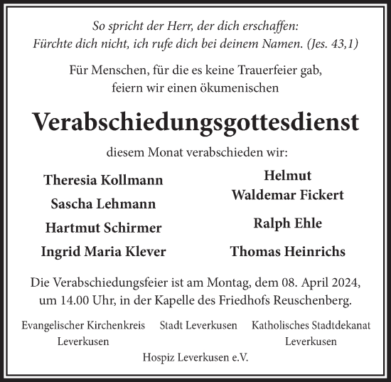 Anzeige von Verabschiedungsgottesdienst 29.03.2024 von  Lokale Informationen 