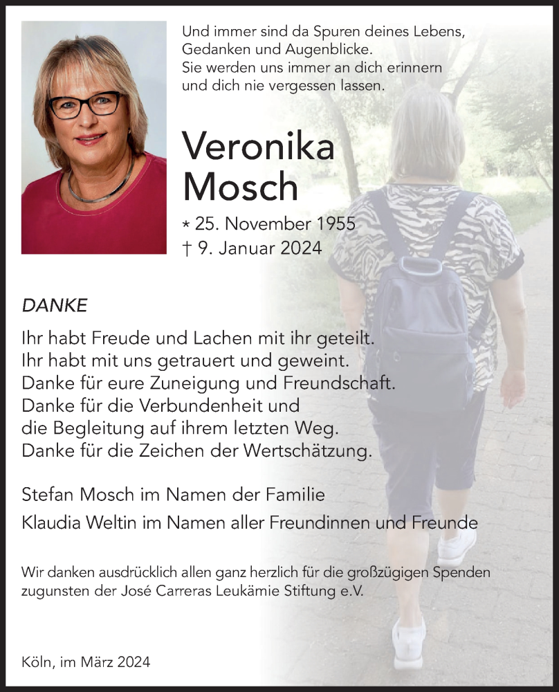  Traueranzeige für Veronika Mosch vom 02.03.2024 aus Kölner Stadt-Anzeiger / Kölnische Rundschau / Express
