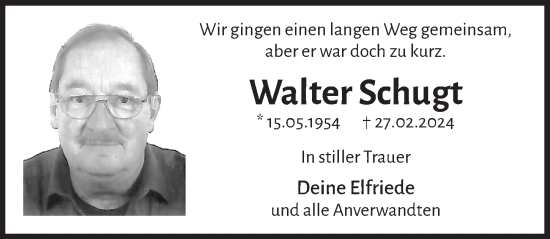 Anzeige von Walter Schugt von  Werbepost 