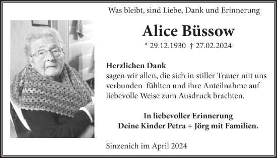 Anzeige von Alice Büssow von  Blickpunkt Euskirchen 