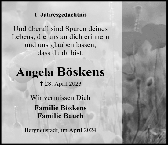 Anzeige von Angela Böskens von  Anzeigen Echo 