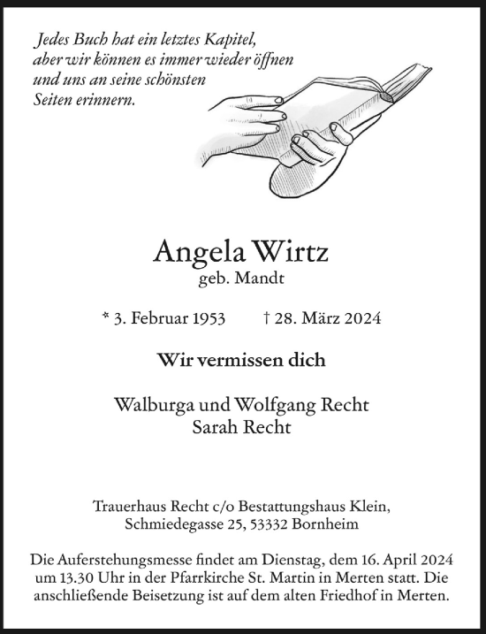 Anzeige von Angela Wirtz von  Schlossbote/Werbekurier 