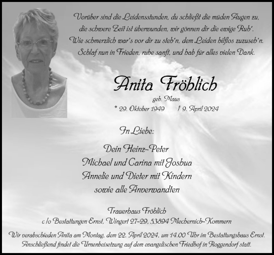 Anzeige von Anita Fröhlich von  Blickpunkt Euskirchen 