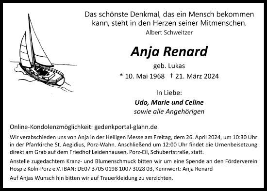 Anzeige von Anja Renard von  EXPRESS - Die Woche 