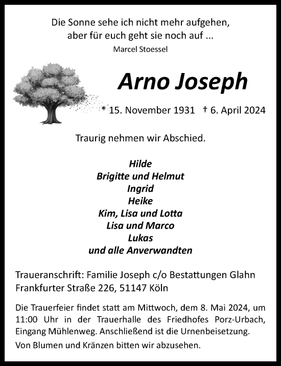 Anzeige von Arno Joseph von  EXPRESS - Die Woche 