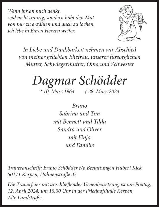 Anzeige von Dagmar Schödder von  Werbepost 