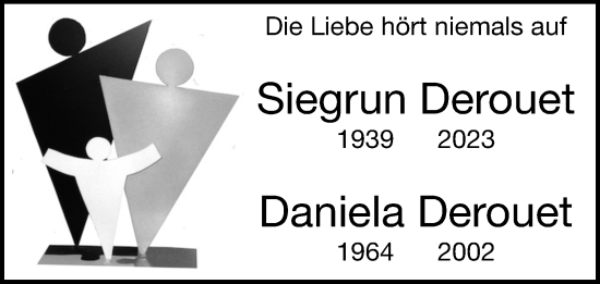 Anzeige von Daniela Derouet von Kölner Stadt-Anzeiger / Kölnische Rundschau / Express