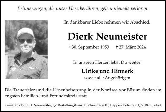 Anzeige von Dierk Neumeister von  Werbepost 