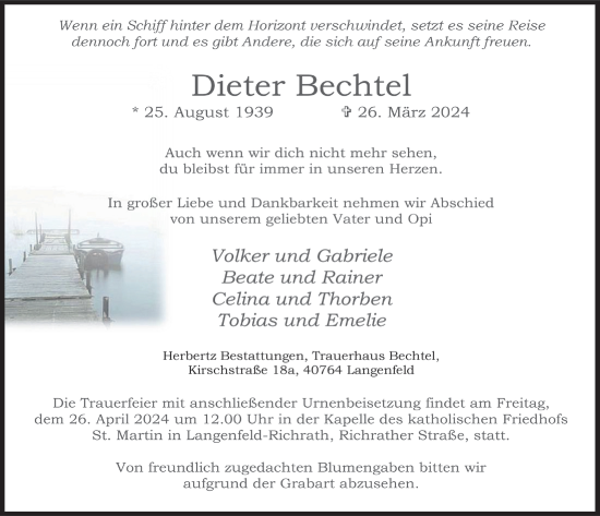 Anzeige von Dieter Bechtel von  Lokale Informationen 