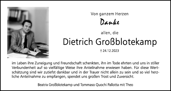 Anzeige von Dietrich Großblotekamp von Kölner Stadt-Anzeiger / Kölnische Rundschau / Express