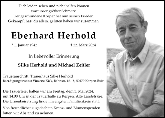 Anzeige von Eberhard Herhold von  Werbepost 
