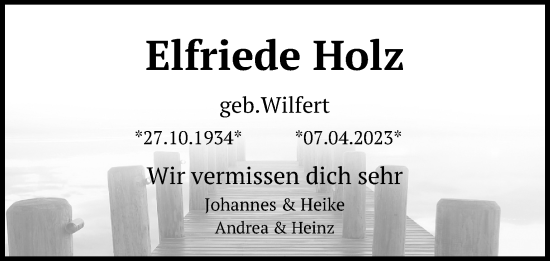 Anzeige von Elfriede Holz von Kölner Stadt-Anzeiger / Kölnische Rundschau / Express