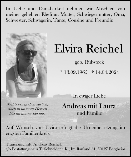 Anzeige von Elvira Reichel von  Werbepost 