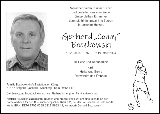 Anzeige von Gerhard Boczkowski von Kölner Stadt-Anzeiger / Kölnische Rundschau / Express