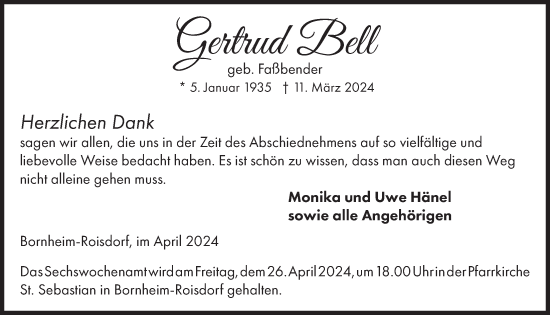 Anzeige von Gertrud Bell von  Schaufenster/Blickpunkt 