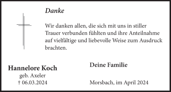 Anzeige von Hannelore Koch von  Lokalanzeiger 