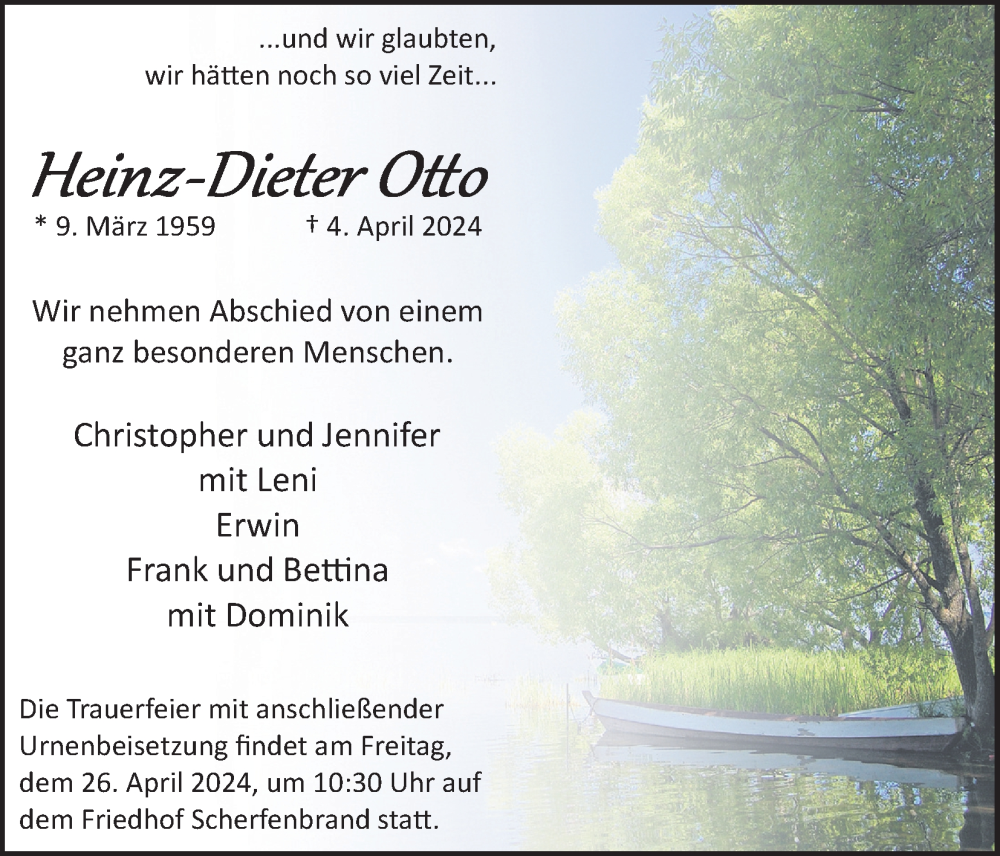  Traueranzeige für Heinz-Dieter Otto vom 13.04.2024 aus Kölner Stadt-Anzeiger / Kölnische Rundschau / Express