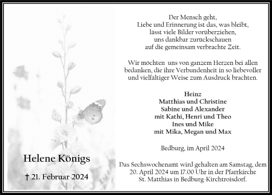 Anzeige von Helene Königs von  Werbepost 