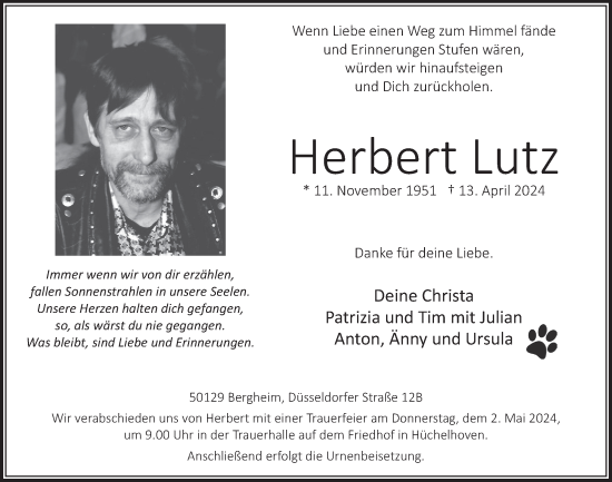 Anzeige von Herbert Lutz von  Werbepost 