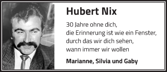 Anzeige von Hubert Nix von  Werbepost 