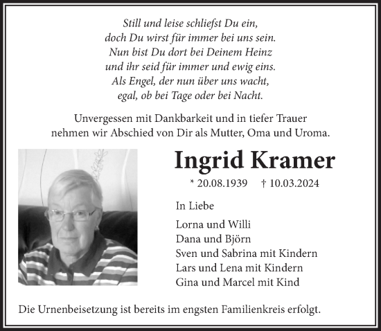 Anzeige von Ingrid Kramer von  Lokale Informationen 