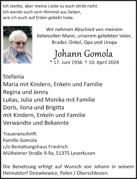 Anzeige von Johann Gomola von  Lokale Informationen 