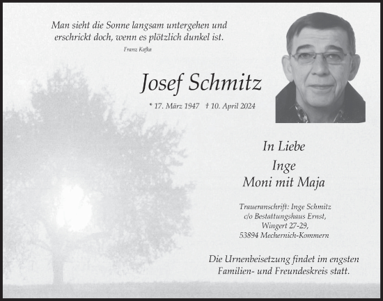 Anzeige von Josef Schmitz von  Blickpunkt Euskirchen 