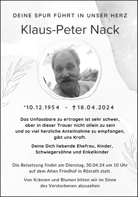 Anzeige von Klaus-Peter Nack von Kölner Stadt-Anzeiger / Kölnische Rundschau / Express