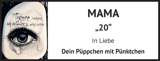 Anzeige von Mama  von Kölner Stadt-Anzeiger / Kölnische Rundschau / Express