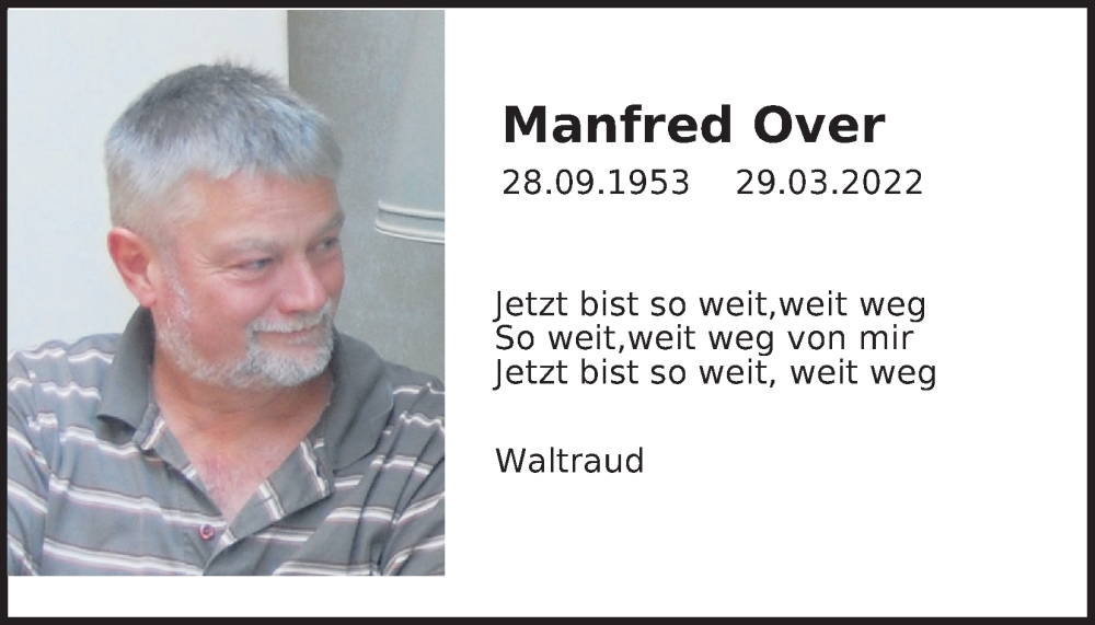  Traueranzeige für Manfred Over vom 18.07.2023 aus Kölner Stadt-Anzeiger / Kölnische Rundschau / Express
