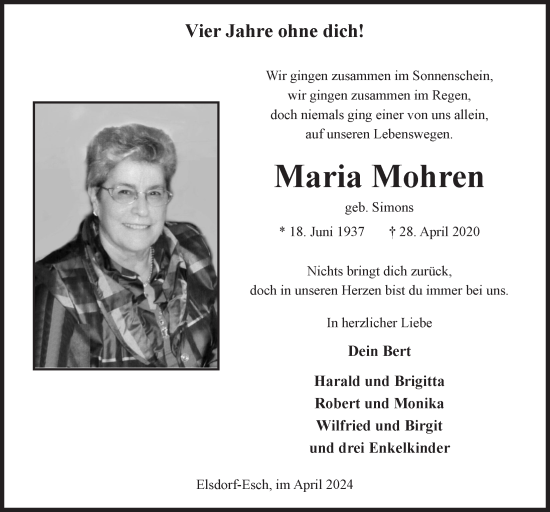 Anzeige von Maria Mohren von  Werbepost 