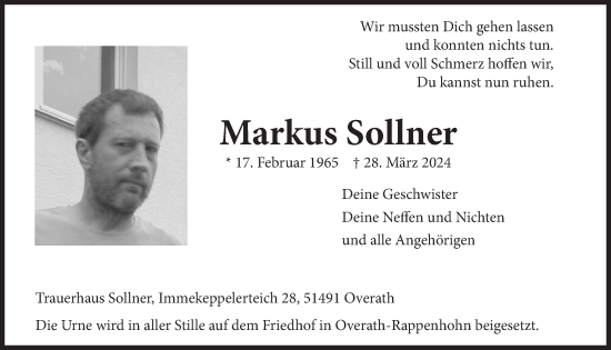 Anzeige von Markus Sollner von  Bergisches Handelsblatt 
