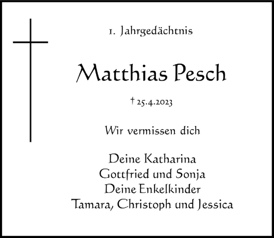 Anzeige von Matthias Pesch von  Schlossbote/Werbekurier 
