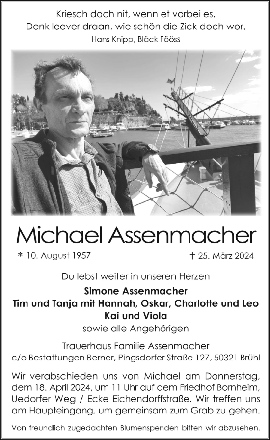 Anzeige von Michael Assenmacher von  Schlossbote/Werbekurier 