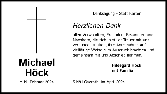Anzeige von Michael Höck von Kölner Stadt-Anzeiger / Kölnische Rundschau / Express