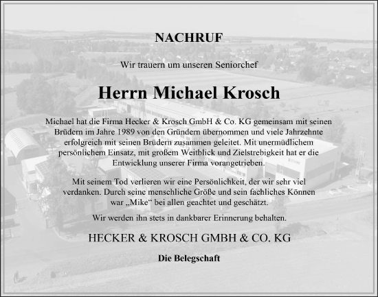 Anzeige von Michael Krosch von  Blickpunkt Euskirchen 