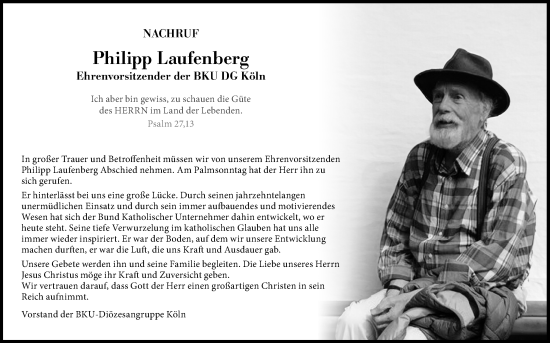 Anzeige von Philipp Laufenberg von Kölner Stadt-Anzeiger / Kölnische Rundschau / Express