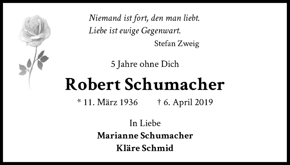  Traueranzeige für Robert Schumacher vom 18.07.2023 aus Kölner Stadt-Anzeiger / Kölnische Rundschau / Express