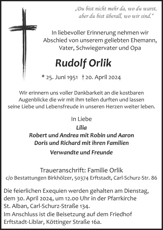 Anzeige von Rudolf Orlik von  Schlossbote/Werbekurier 