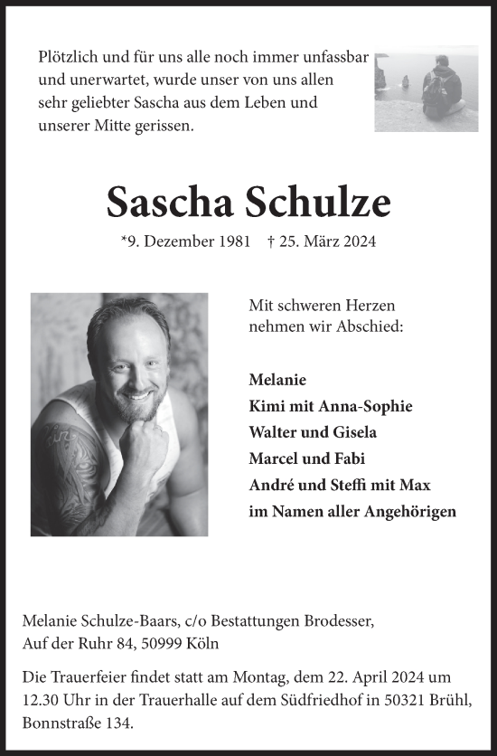 Anzeige von Sascha Schulze von  Schlossbote/Werbekurier 