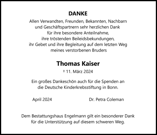 Anzeige von Thomas Kaiser von  EXPRESS - Die Woche 