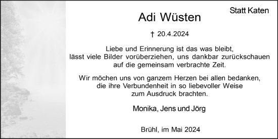 Anzeige von Adi Wüsten von  Schlossbote/Werbekurier 