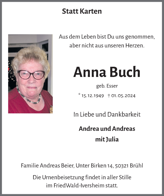 Anzeige von Anna Buch von  Schlossbote/Werbekurier 