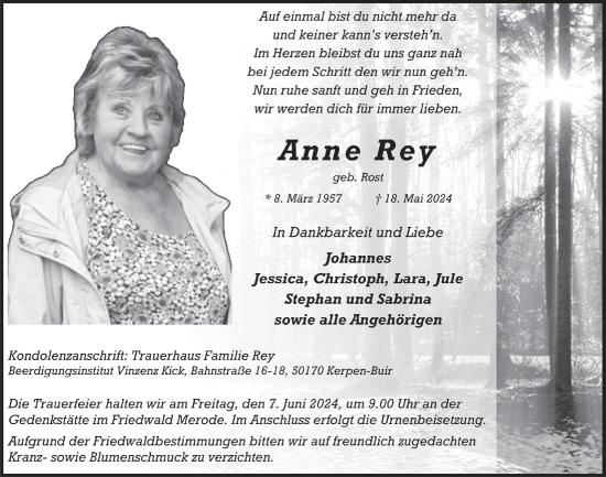 Anzeige von Anne Rey von  Werbepost 