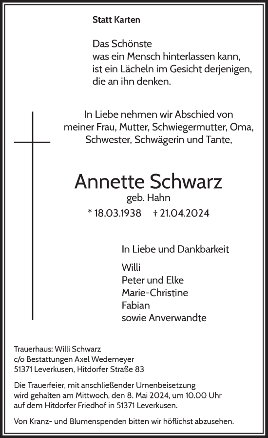 Anzeige von Annette Schwarz von  Lokale Informationen 