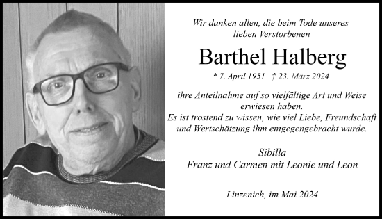 Anzeige von Barthel Halberg von  Blickpunkt Euskirchen 