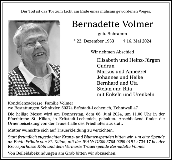 Anzeige von Bernadette Volmer von  Werbepost 