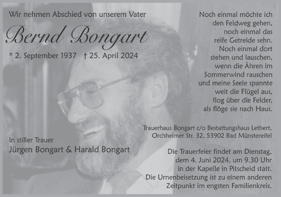 Anzeige von Bernd Bongart von  Blickpunkt Euskirchen 