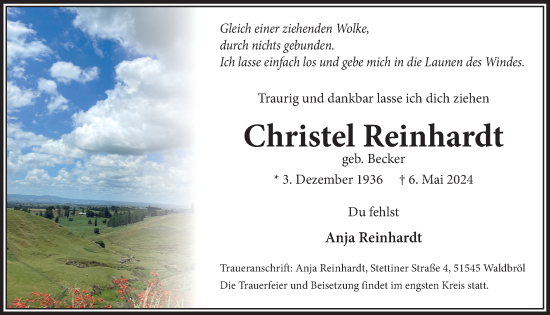 Anzeige von Christel Reinhardt von  Lokalanzeiger 