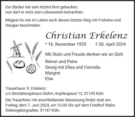 Anzeige von Christian Erkelenz von  EXPRESS - Die Woche 